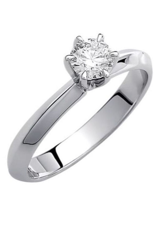 Mar & Co Diamonds Einzelner Steinring aus Weißgold 18K Mar & Co Diamonds Einzelner Steinring aus Weißgold 18K