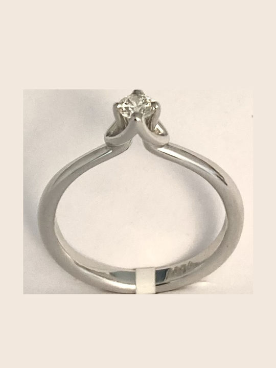 Jeremias Einzelner Stein Ring aus Weißgold 18K