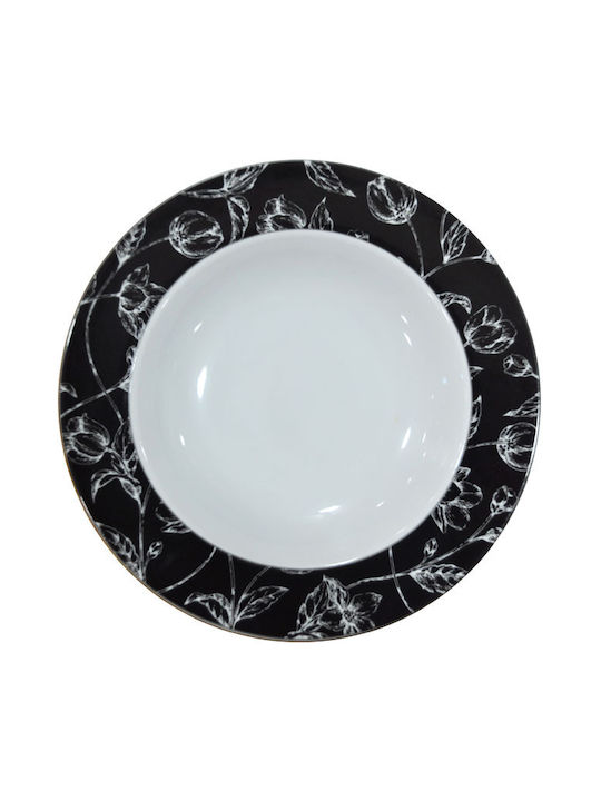 AB Πιάτο Βαθύ από Πορσελάνη Μαύρο 23.5cm