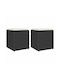 Garden Stool Cube for Outdoor Rattan with Cushion Black 2 Pieces 40x40x43cm