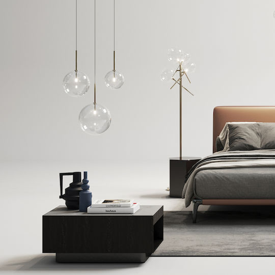 Ideal Lux Equinoxe Sp1 Κρεμαστό Φωτιστικό Ασημί με Ντουί G4 25x25εκ.