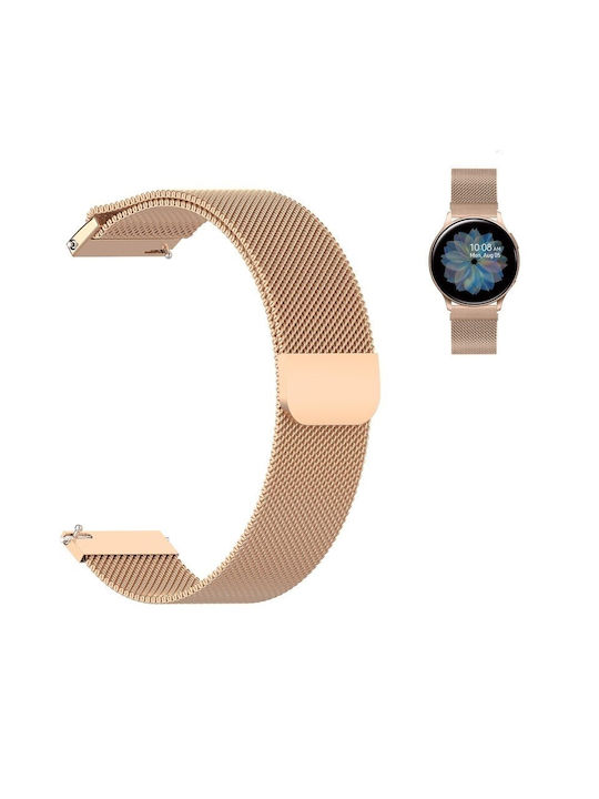 Strap Milanese Mesh Steel Golden Rose 20mm Samsung Galaxy Watch4/5/6/7/FE/4 Classic/6 Classic/5 Pro