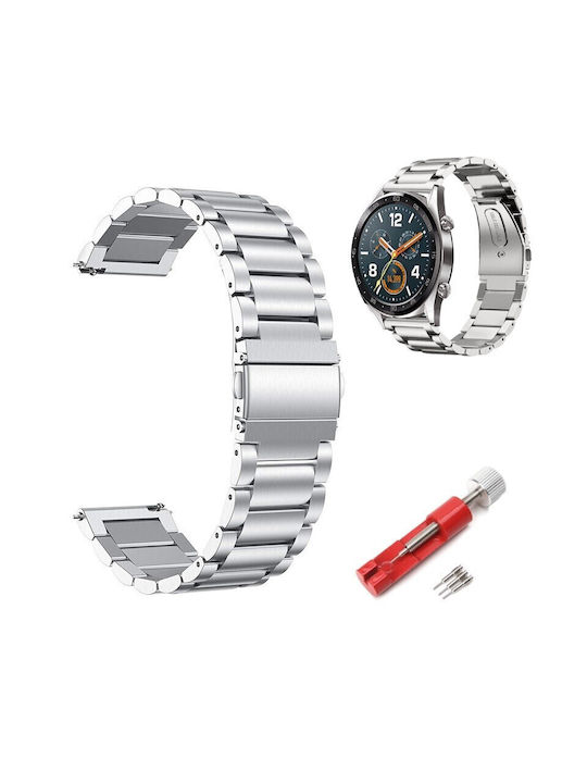 Strap Stainless Steel Silver 20mm Samsung Galaxy Watch 4 5 6 7 Fe 4 Classic/6 Classic/5 Pro Huawe