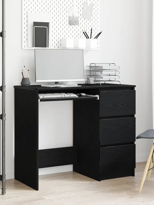 Desk Wooden Black Velvet-Black Metal 90x45x76cm