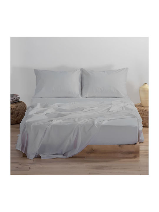 Ariete Satinport Σετ Σεντόνια King Size με Λάστιχο 240x260εκ. Silver Gray (4τμχ)