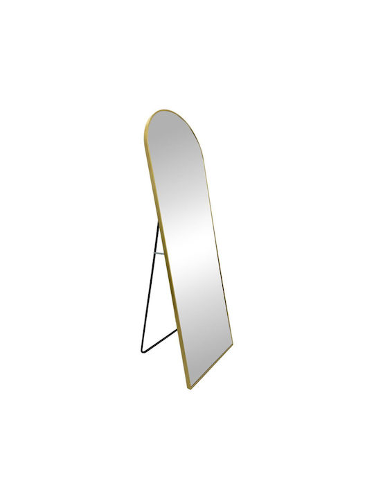 Inart Lorens Boden- oder Standspiegel mit Ovaler Form und Goldenem Aluminiumrahmen 150x46cm