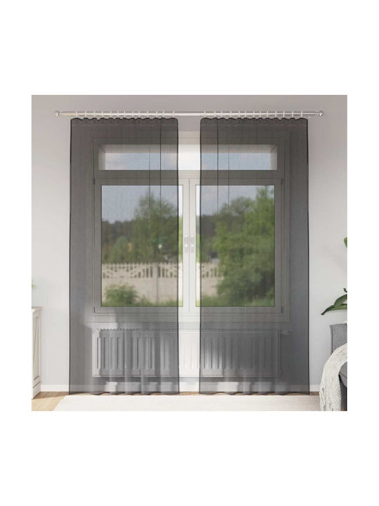 vidaXL Σετ Κουρτίνες με Τρέσα Μαύρες 140x225εκ.