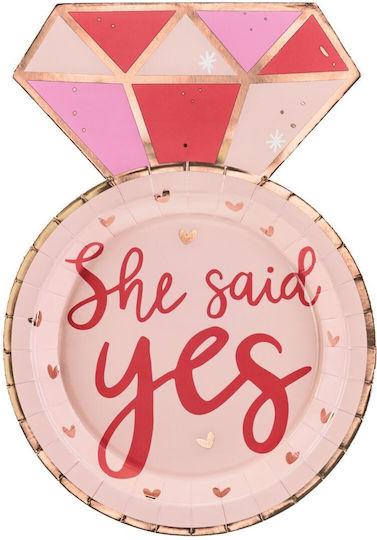 PartyDeco She Said Yes Плоча за Парти 6 Бройки