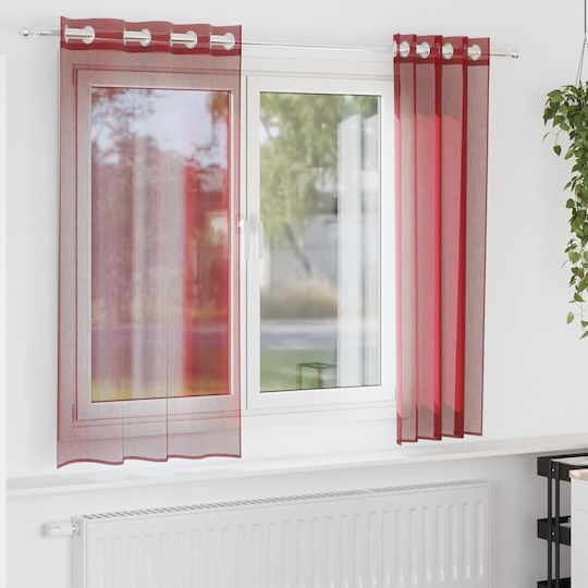 vidaXL Set Perdele Fereastra Cu Capse Roșii 140x175cm