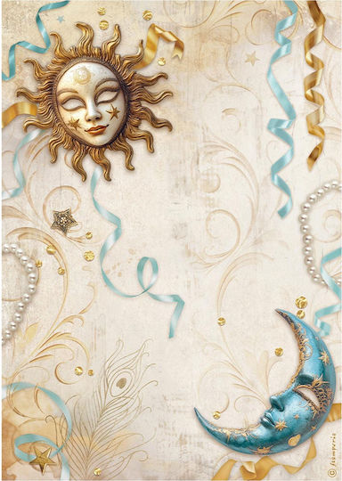 Decoupage Rice Paper Stamperia 21x29cm A4 Masquerade Sun Moon