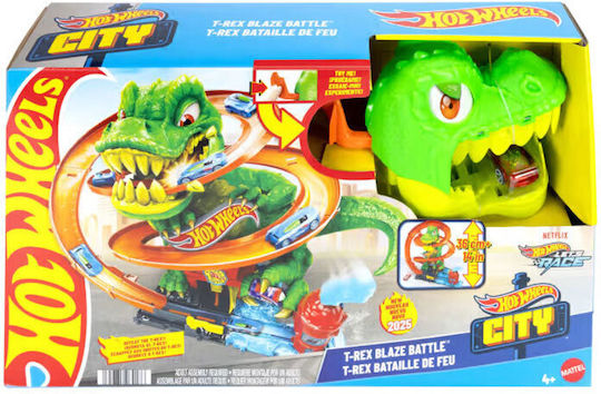 Hot Wheels City T-Rex Πίστα Πυροσβεστικός Σταθμός 1:64 για 4+ Ετών