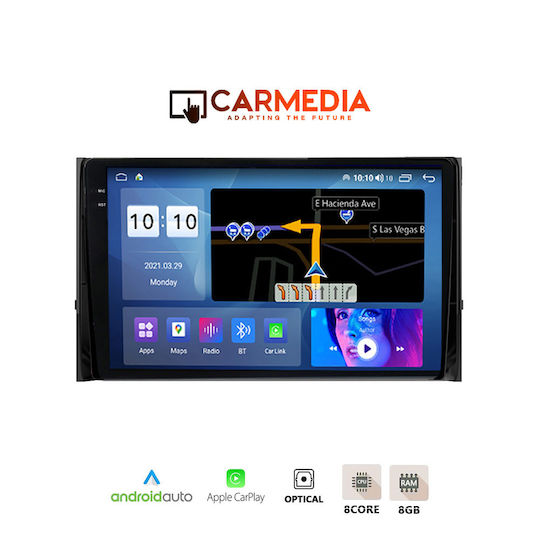 Carmedia Автомобилна Аудио Система (Блутут/USB/AUX/WiFi/GPS/Apple-Carplay/Android-Auto) с Тъчскрийн 9.5"