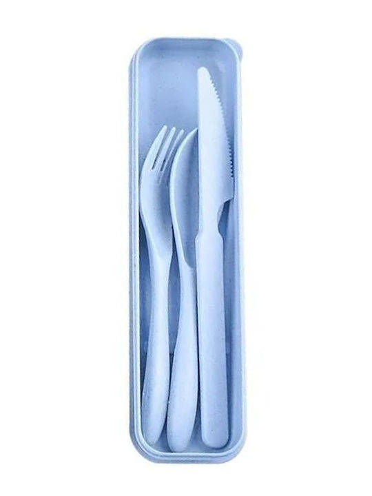 Set de tacâmuri cu husă albastră 3x22x6cm 4 piese