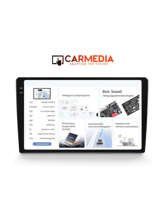 Carmedia Ηχοσύστημα Αυτοκινήτου 2DIN (Bluetooth/USB/AUX/WiFi/GPS/Apple-Carplay/Android-Auto) με Οθόνη Αφής 9.5"