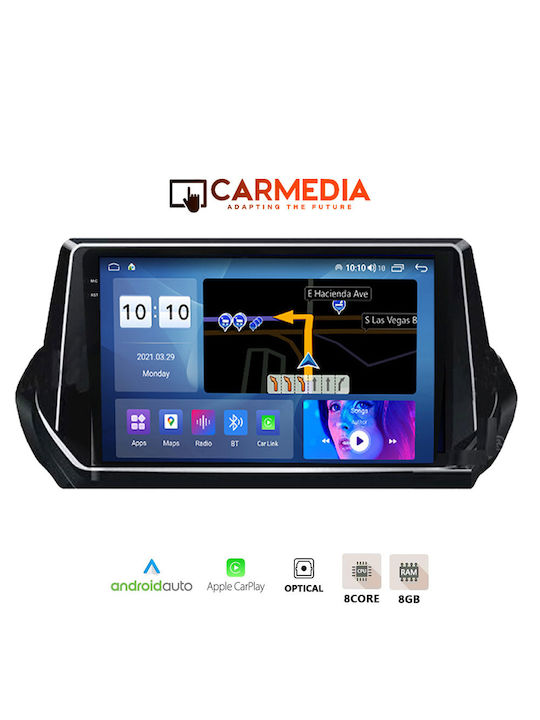 Carmedia Sistem Audio Auto pentru Peugeot 2008 2020 (Bluetooth/USB/AUX/WiFi/GPS/Apple-Carplay/Android-Auto) cu Ecran Tactil 9.5"