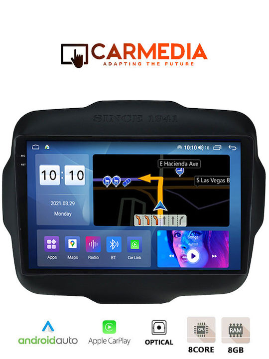 Carmedia Sistem Audio Auto pentru Jeep Renegade 2014 (Bluetooth/USB/AUX/WiFi/GPS/Apple-Carplay/Android-Auto) cu Ecran Tactil 9.5"