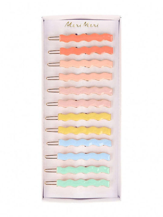 Hair Clips Wavy Multicolored 12 Pcs