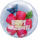 24" Bubble Balloon Flower "Happy Birthday"