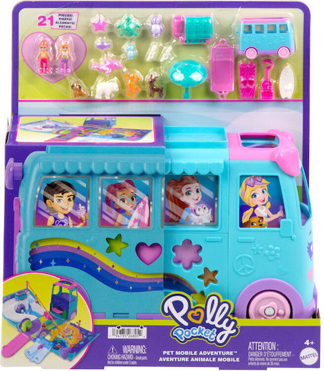Mattel Abenteuer Wohnwagen mit Polly Pocket Tieren für 4+ Jahre