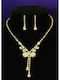 Bridal Crystal Jewelry Set Necklace & Earrings Bow Necklace Length 32 Cm 42 Cm Adjustable Earring Size 3.2 Cm