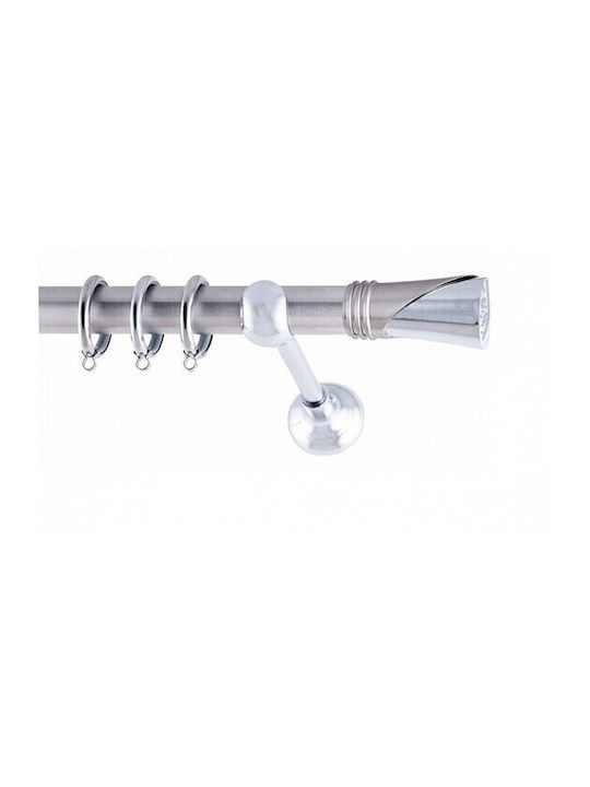 Frans Metallic Curtain Pole Kapa Single 160cm Nickel Satin