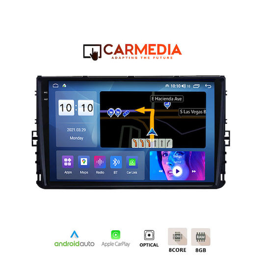 Carmedia Auto-Audiosystem für Volkswagen Polo / T-Kreuz / T-Roc 2017 (Bluetooth/USB/AUX/WiFi/GPS/Apple-Carplay/Android-Auto) mit Touchscreen 9.5"