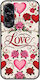 Valentine's Day Vintage Love Blooms Case for Honor 90 Lite 5G Black TPU Black Silicone