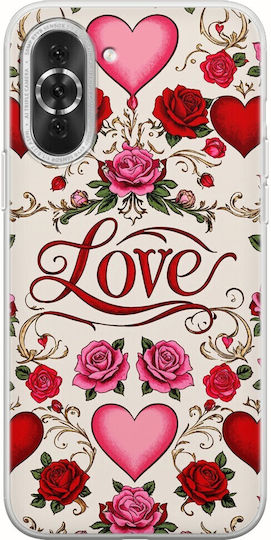 Case Valentine's Day Vintage Love Blooms Huawei Nova 10 Pro Flexible TPU Transparent Silicone