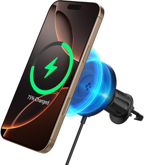 Spigen SGP OneTap Pro 4 Qi2 Suport Auto pentru Telefon cu magnet și Încărcare Wireless MagSafe Neagră
