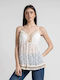 Damen Bluse Baumwolle mit Trägern White