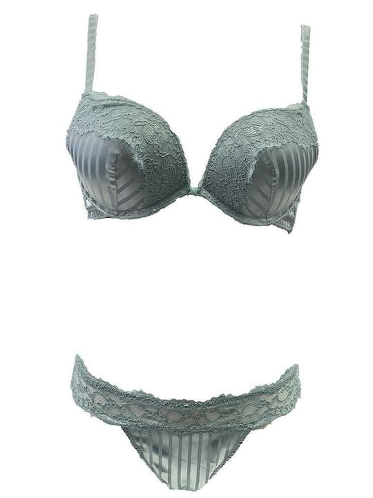 Love And Bra Дантелен Комплект Дамско Бельо Сутиени с Бразилско Blue