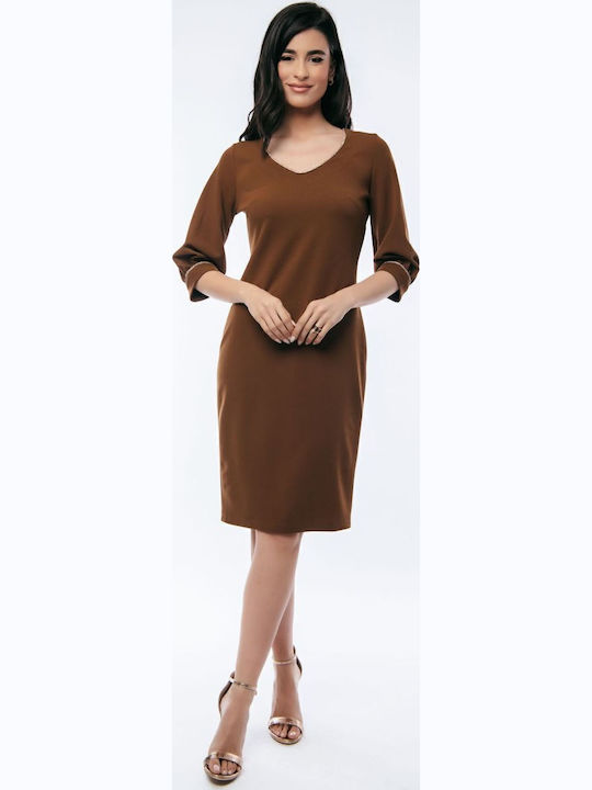 BelleFille Midi Φόρεμα με Μανίκι 3/4 Clay Brown
