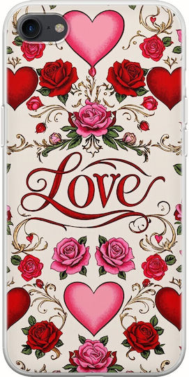 Case Valentine's Day Vintage Love Blooms iPhone SE 2020 Flexible TPU Transparent Silicone