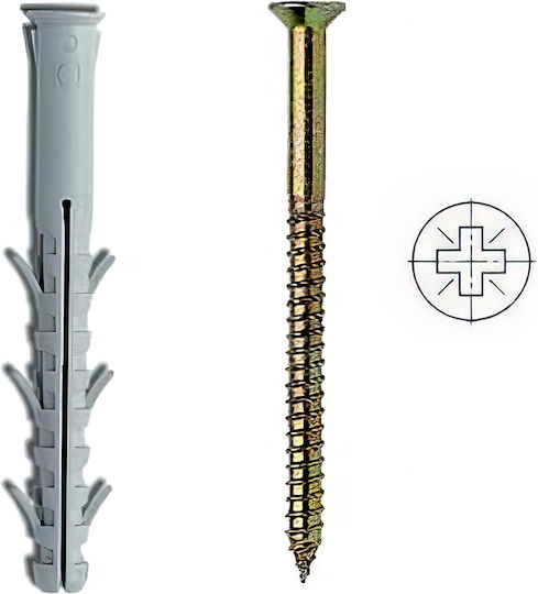 Dibluri din plastic Ecofix Arms V 8 X 80mm șurub Pozi pachet de 50 bucăți