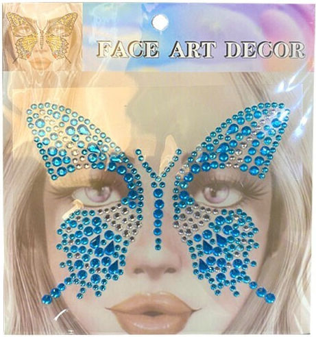 Face Gems Αυτοκόλλητα Προσώπου Πεταλούδα 17x17cm Γαλάζιο