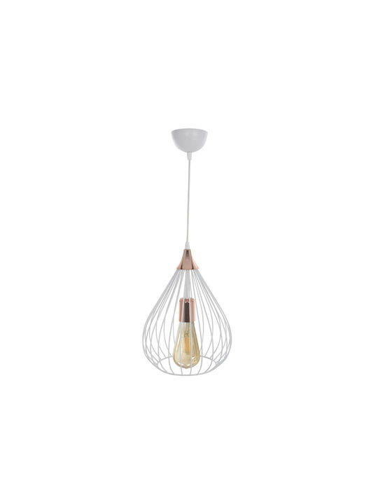 GloboStar Radiaro Hängelampe Weiß Raster mit Fassung E27 28x28x70cm.