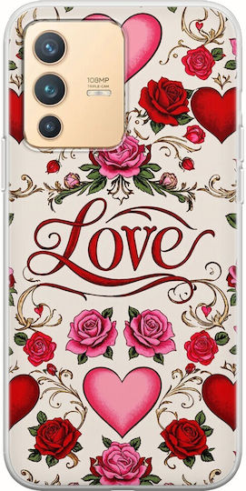 Carcasă transparentă din silicon TPU flexibil pentru Vivo V23 5G, Valentine's Day Vintage Love Blooms