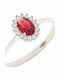 Mertzios.gr Damen Ring mit Zirkonia aus Weißgold 14K