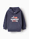 Fleece Kids Sweatshirt with Hood and Pockets Blue