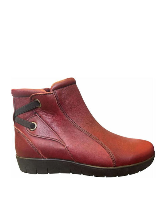 Leder Stiefeletten Damen Burgundisch