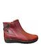 Leder Stiefeletten Damen Burgundisch