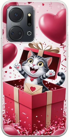 Θήκη Valentine's Day Surprise Love Kitty Honor X7a Flexible Tpu Διάφανη Σιλικόνη