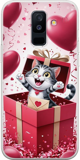 Valentine's Day Surprise Love Kitty Case for Samsung Galaxy A6 Plus 2018 Flexible Transparent Silicone TPU