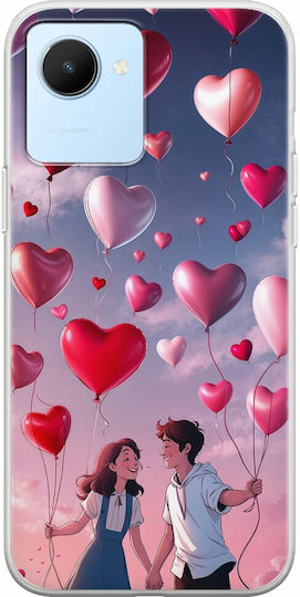 Valentinstag Herzballons im Himmel Realme Narzo 50i Prime Flexibles TPU Transparentes Silikonhülle