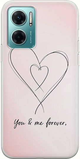 Valentine's Day Forever Connected Hearts Case for Xiaomi Redmi 10 5G Flexible TPU Transparent Silicone
