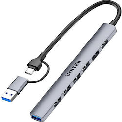 Unitek USB Hub 7 Θυρών (USB-A / USB-C) H1209AGY01 Unitek USB Hub 7 Θυρών (USB-A / USB-C) H1209AGY01