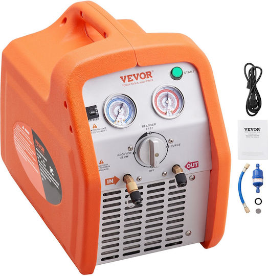 Vevor 1 Hp Refrigerant Recovery Machine Portable Dual Cylinder AC Recovery Machine High Pressure Protection 220-240v 50hz HVAC Refrigerant Liquid Vapor Recovery Machine Car Air Conditioning