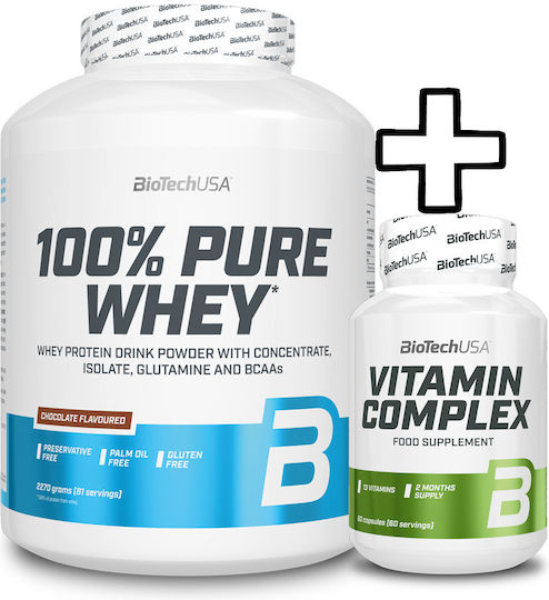 Biotech USA 100% Pure Whey 2270g Cookies N' Cream & Biotech USA Vitamin Complex 60 Capsules Custom Bundle