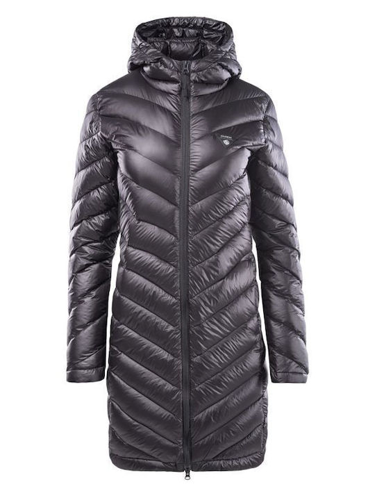 Women's Long Puffer Jacket for Winter with Hood Black