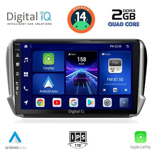 Digital IQ Ηχοσύστημα Αυτοκινήτου για Peugeot 2008 2012-2021 (Bluetooth/USB/WiFi/GPS/Apple-Carplay/Android-Auto) με Οθόνη Αφής 10"